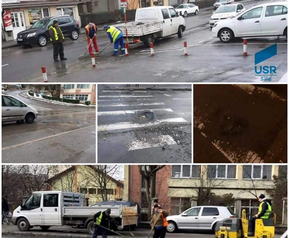 USR Sălaj : Acoperirea gropilor cu pietriş - o nouă metodă de cârpire a străzilor din Zalău, marca Citadin