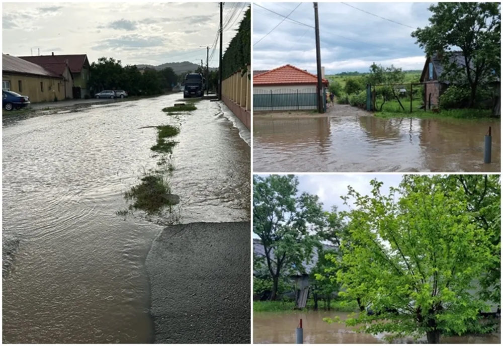 Case și curți inundate în Șimleu Silvaniei