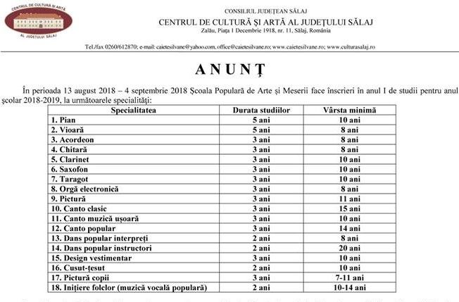 Încep înscrierile la Şcoala Populară de Arte şi Meserii