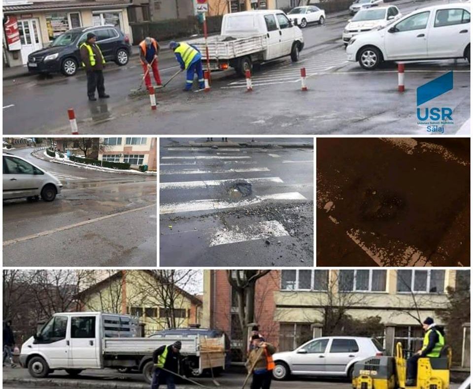 USR Sălaj : Acoperirea gropilor cu pietriş - o nouă metodă de cârpire a străzilor din Zalău, marca Citadin