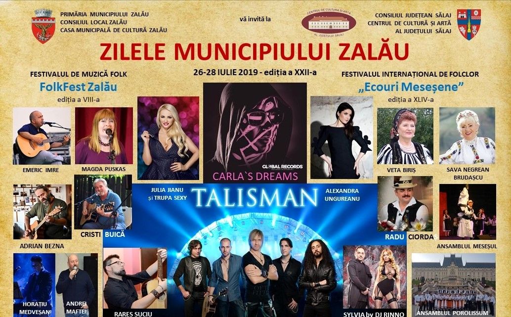 Carla's Dreams, Talisman, Alexandra Ungureanu, Julia Jianu și Trupa Sexy concertează astăzi la Zalău