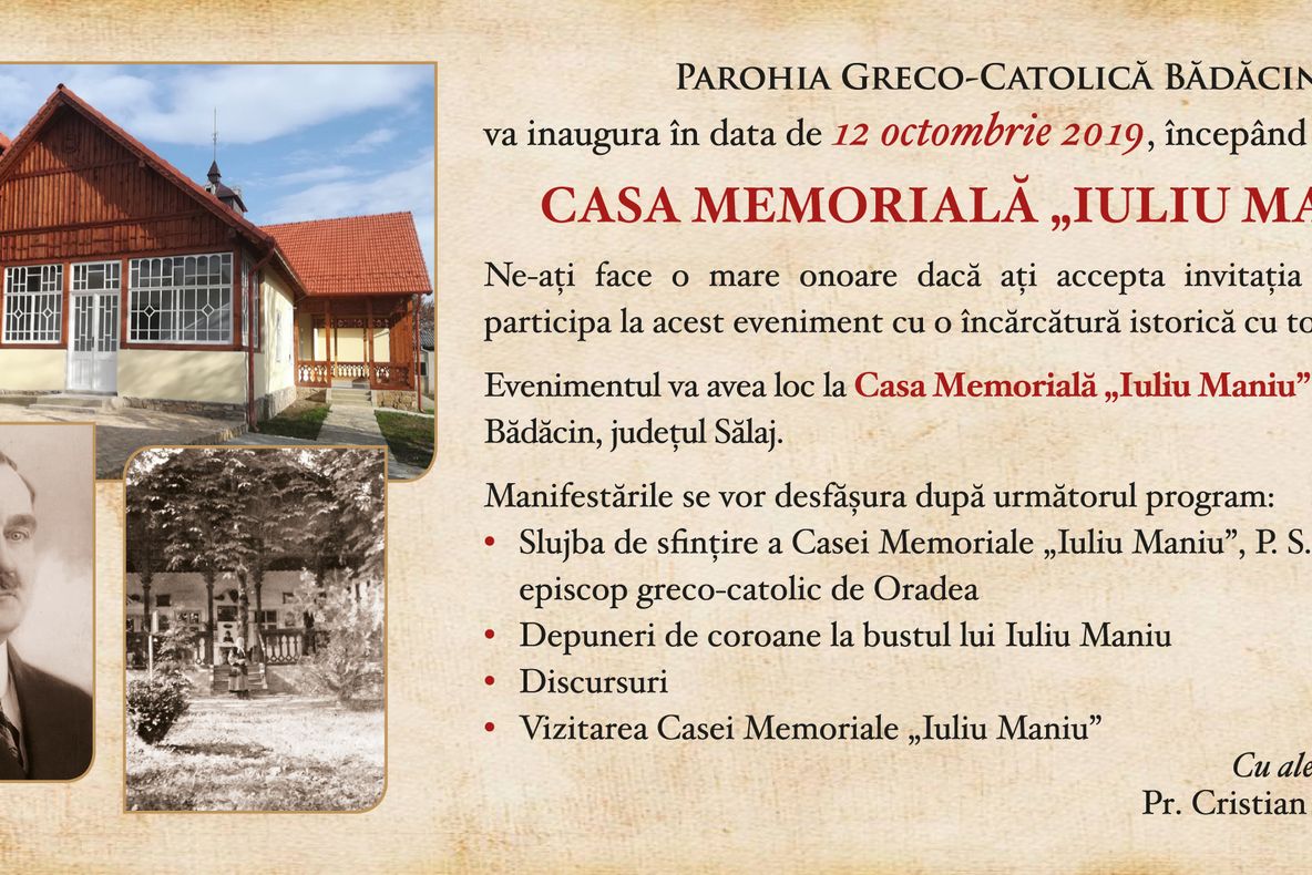 La Bădăcin, se inaugurează Casa Memorială ''Iuliu Maniu''