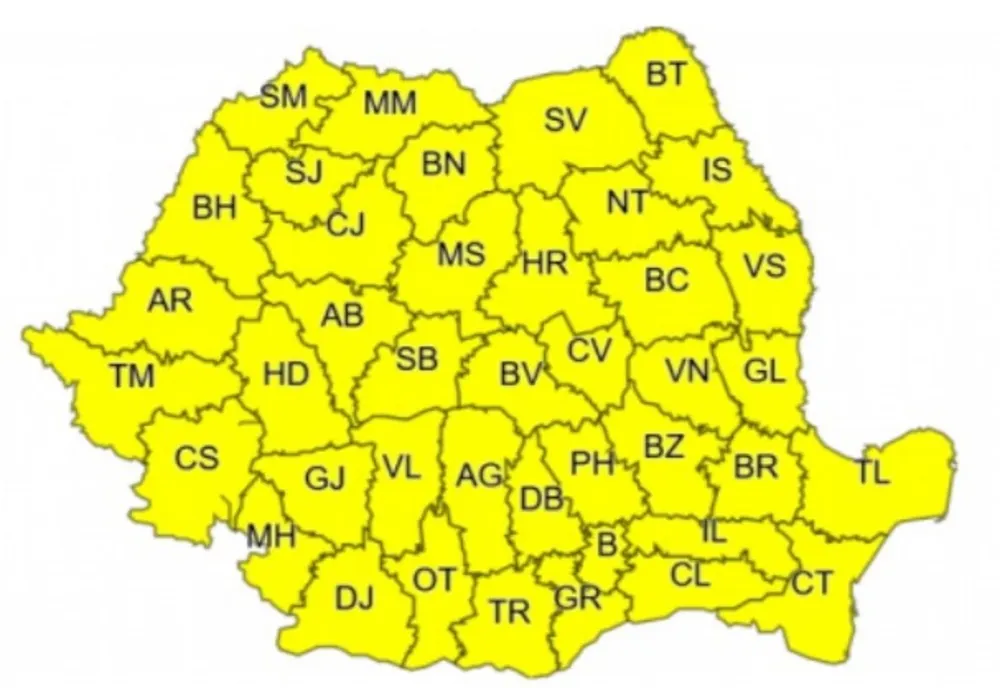  Meteorologii informează! Codul galben de ploi, grindină și vijelii - prelungit 