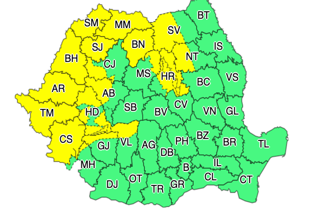 Sălajul sub cod galben de instabilitate atmosferică